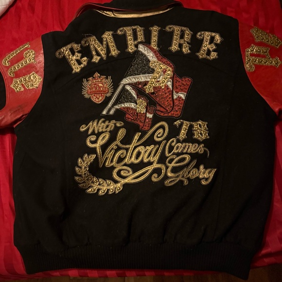 Pelle Pelle Black and Red Bomber Jacket with Varsity Style XXL - Picture 2 of 2